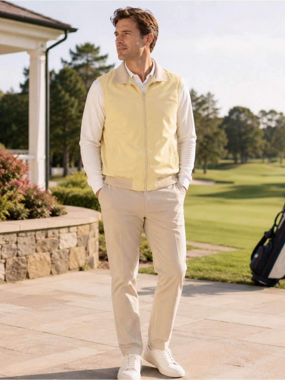 Sunderland of Scotland Men’s M Yellow Golf Vest Full Zip Performance Lightweight